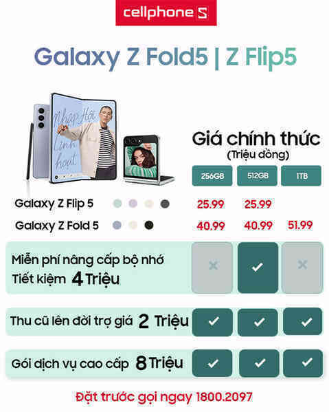 Hơn 600 khách hàng đặt trước Galaxy Z Fold5 và Z Flip5 tại CellphoneS