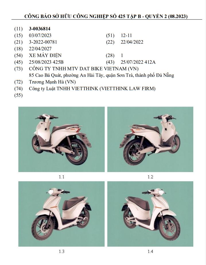 Xe máy điện 'made in Vietnam' Dat Bike đăng ký mẫu mới: ngoại hình như xe tay ga Piaggio Liberty, sớm đối đầu với VinFast và Yadea - Ảnh 2. Xe máy điện 'made in Vietnam' Dat Bike đăng ký mẫu mới: ngoại hình như xe tay ga Piaggio Liberty, sớm đối đầu với VinFast và Yadea - Ảnh 2.