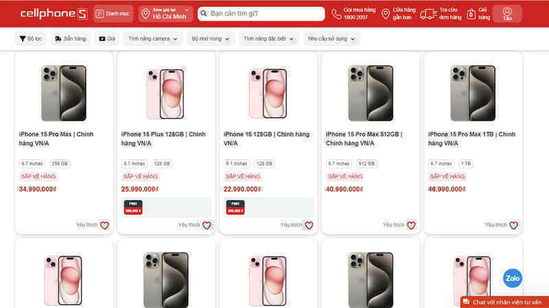CellphoneS: Giá iPhone 15 từ 20 triệu đồng