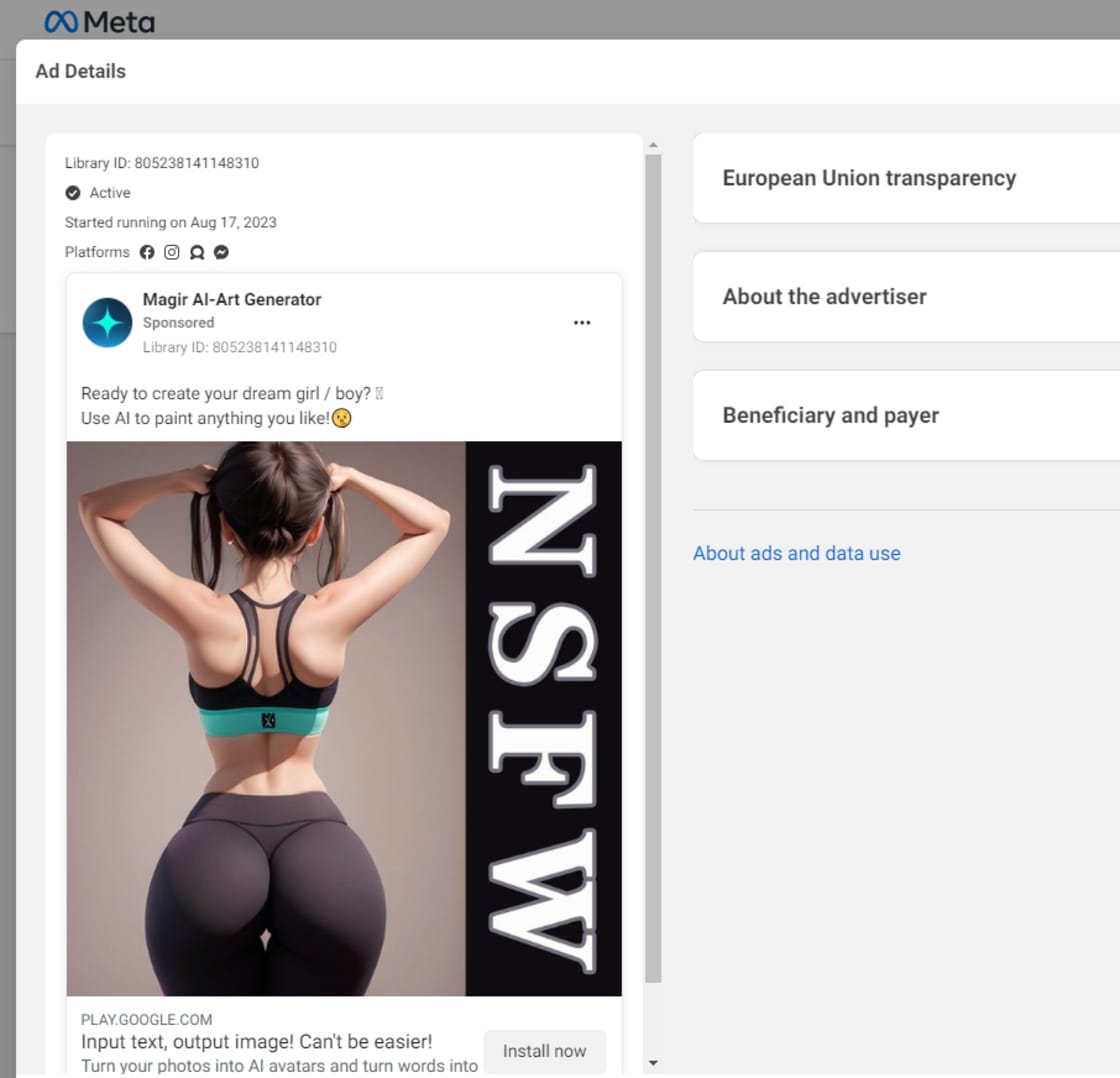 Quảng cáo về mại dâm AI đang tràn ngập Instagram và TikTok - Ảnh 3. Quảng cáo về mại dâm AI đang tràn ngập Instagram và TikTok - Ảnh 3.