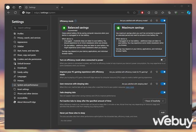 Làm gì khi Microsoft Edge xuất hiện cảnh báo sử dụng nhiều bộ nhớ?- Ảnh 6. Làm gì khi Microsoft Edge xuất hiện cảnh báo sử dụng nhiều bộ nhớ?- Ảnh 6.