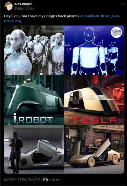 Đạo diễn phim khoa học viễn tưởng 'tố' Elon Musk đạo nhái thiết kế cho Optimus, Cybercab và Robovan- Ảnh 3. Đạo diễn phim khoa học viễn tưởng 'tố' Elon Musk đạo nhái thiết kế cho Optimus, Cybercab và Robovan- Ảnh 3.