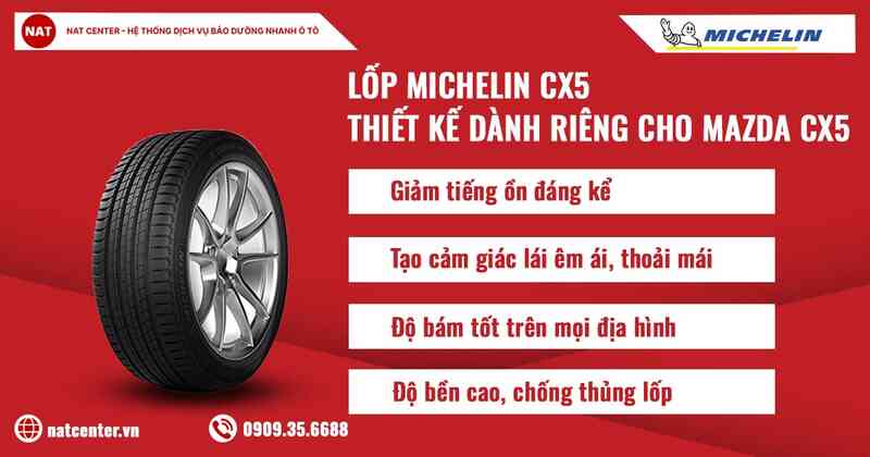 Lốp Michelin CX5 Mazda và giá lốp xe CX5 Michelin ở NAT Center