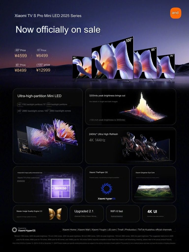 Xiaomi ra mắt TV 4K Mini LED 144Hz: Giá từ 16 triệu đồng, kích thước tới 100 inch- Ảnh 2. Xiaomi ra mắt TV 4K Mini LED 144Hz: Giá từ 16 triệu đồng, kích thước tới 100 inch- Ảnh 2.