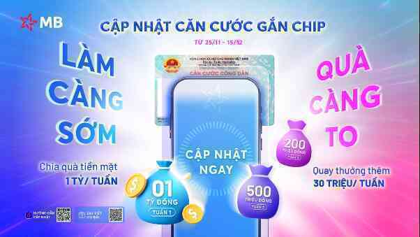 MB tặng 30 triệu cho khách hàng cập nhật căn cước gắn chip trên App MBBank