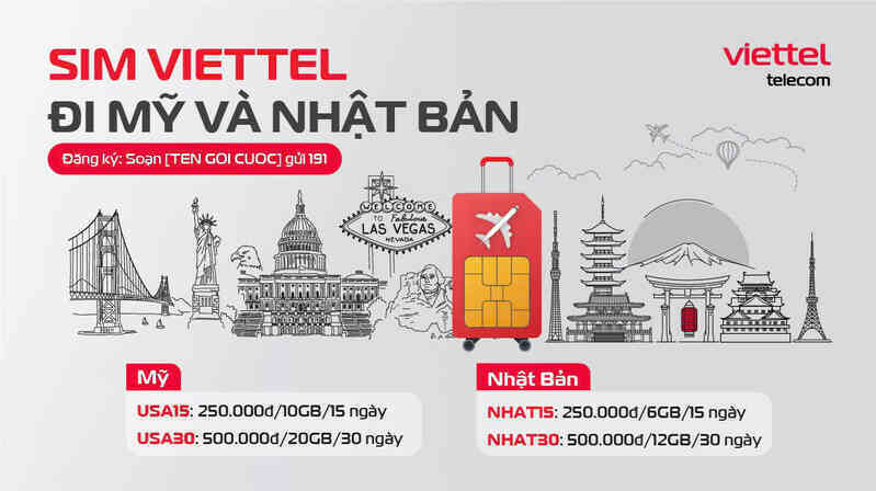 Viettel mở rộng gói cước, giảm giá hơn 50% data roaming ở Mỹ và Nhật Bản
