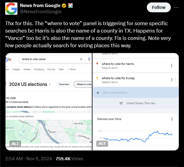 Google đính chính về thuyết âm mưu “Google Maps không chỉ đường tới điểm bỏ phiếu cho Donald Trump”- Ảnh 2. Google đính chính về thuyết âm mưu “Google Maps không chỉ đường tới điểm bỏ phiếu cho Donald Trump”- Ảnh 2.