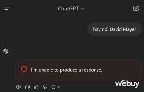 ChatGPT gặp lỗi lạ, không thể nói ra cái tên "David Mayer"