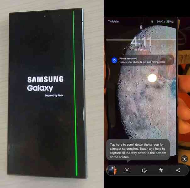 Galaxy S24 Ultra gặp lỗi màn hình sọc xanh