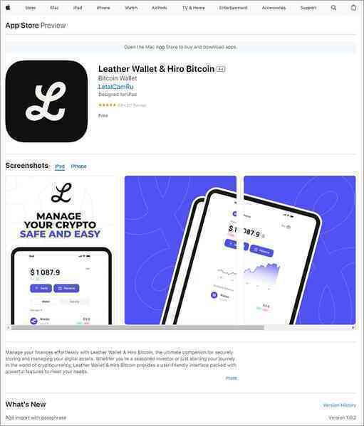 Phát hiện công cụ đánh cắp tiền điện tử giả mạo ứng dụng Leather trên Apple App Store- Ảnh 2. Phát hiện công cụ đánh cắp tiền điện tử giả mạo ứng dụng Leather trên Apple App Store- Ảnh 2.