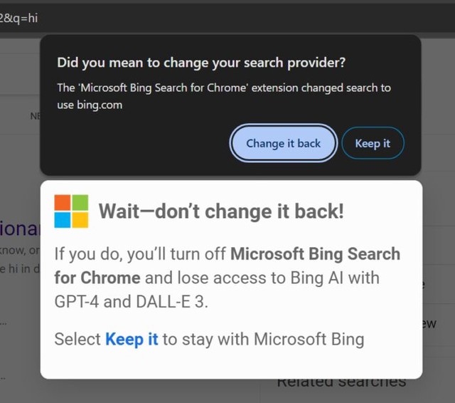 Lôi kéo chuyển sang trình duyệt Edge bất thành, Microsoft "bẫy" người dùng Chrome đặt Bing làm công cụ tìm kiếm mặc định- Ảnh 3. Lôi kéo chuyển sang trình duyệt Edge bất thành, Microsoft "bẫy" người dùng Chrome đặt Bing làm công cụ tìm kiếm mặc định- Ảnh 3.