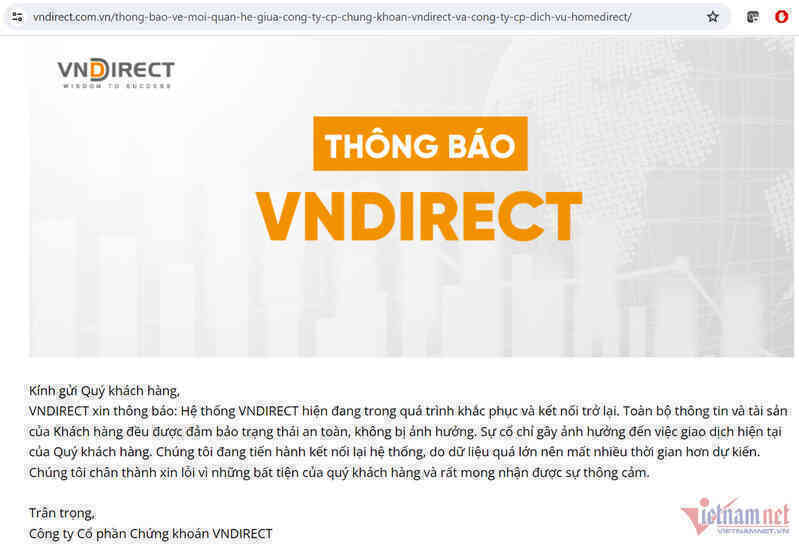 VNDIRECT: Thông tin và tài sản nhà đầu tư được đảm bảo an toàn