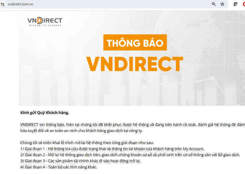 VNDIRECT khuyến nghị nhà đầu tư đổi mật khẩu ngay sau khi đăng nhập hệ thống