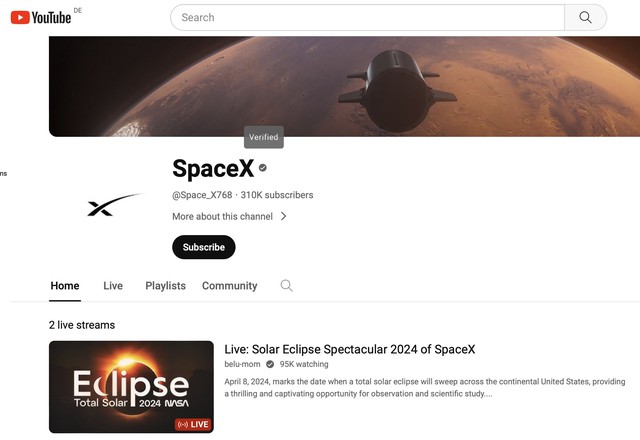 Không chỉ Độ Mixi, hàng loạt kênh YouTube cũng bị hack thành "SpaceX" trong ngày nhật thực- Ảnh 3. Không chỉ Độ Mixi, hàng loạt kênh YouTube cũng bị hack thành "SpaceX" trong ngày nhật thực- Ảnh 3.