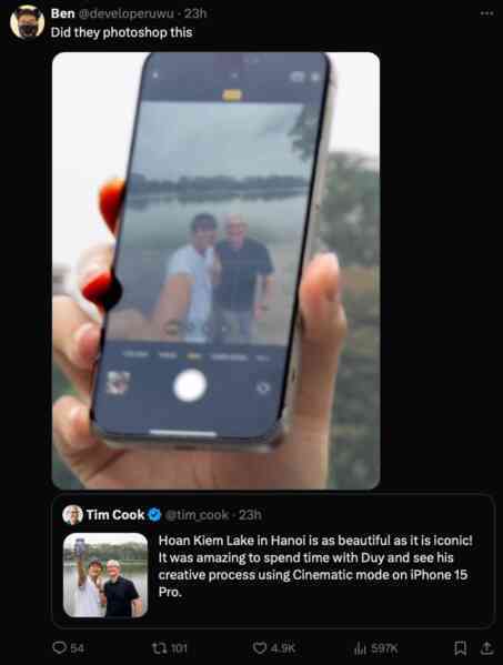 Ảnh của Tim Cook chụp với Duy Thẩm bị CĐM quốc tế nghi ngờ Photoshop- Ảnh 3.