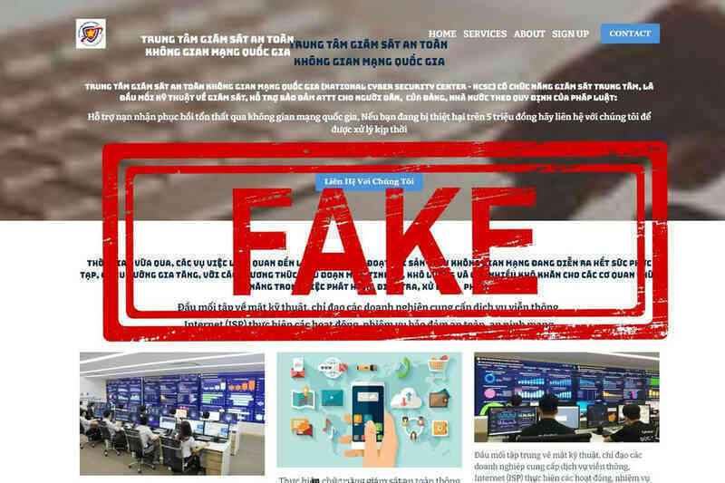 Giả mạo website Trung tâm Giám sát an toàn không gian mạng quốc gia để lừa đảo