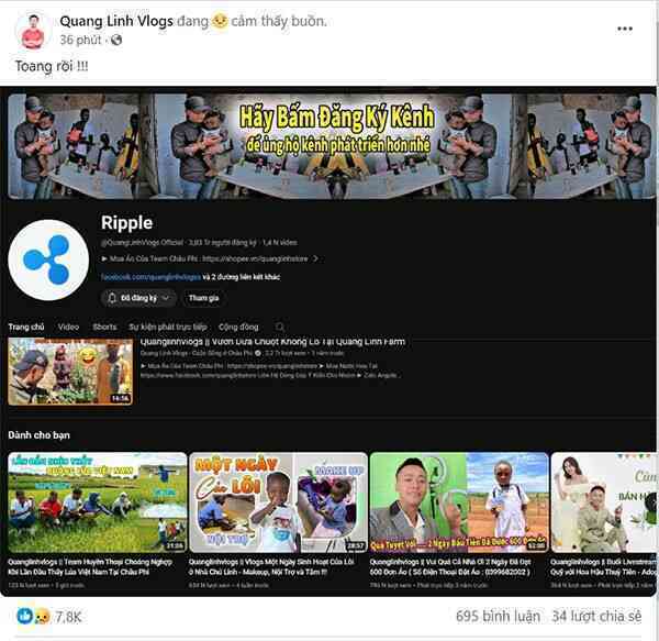 Nối gót Độ Mixi, Quang Linh Vlogs cũng bị hack kênh YouTube 3,8 triệu lượt theo dõi