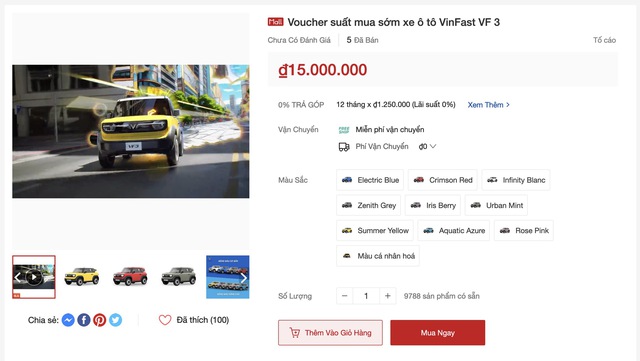 Gian hàng Shopee của VinFast có gì: Xe máy điện bán trăm chiếc, voucher mua sớm VF3 giảm đến cả triệu- Ảnh 3. Gian hàng Shopee của VinFast có gì: Xe máy điện bán trăm chiếc, voucher mua sớm VF3 giảm đến cả triệu- Ảnh 3.