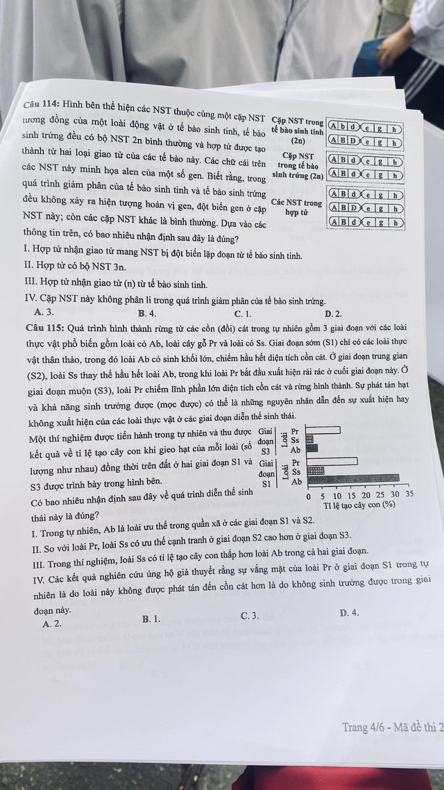 ĐÃ CÓ gợi ý đáp án môn SINH HỌC tốt nghiệp THPT 2024, cập nhật ngay TẠI ĐÂY - Ảnh 5. ĐÃ CÓ gợi ý đáp án môn SINH HỌC tốt nghiệp THPT 2024, cập nhật ngay TẠI ĐÂY - Ảnh 5.