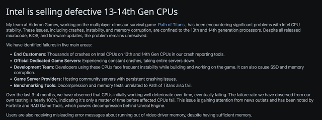 Chip Intel đời mới quá thiếu ổn định, nhà phát triển khuyến cáo game thủ chuyển sang AMD