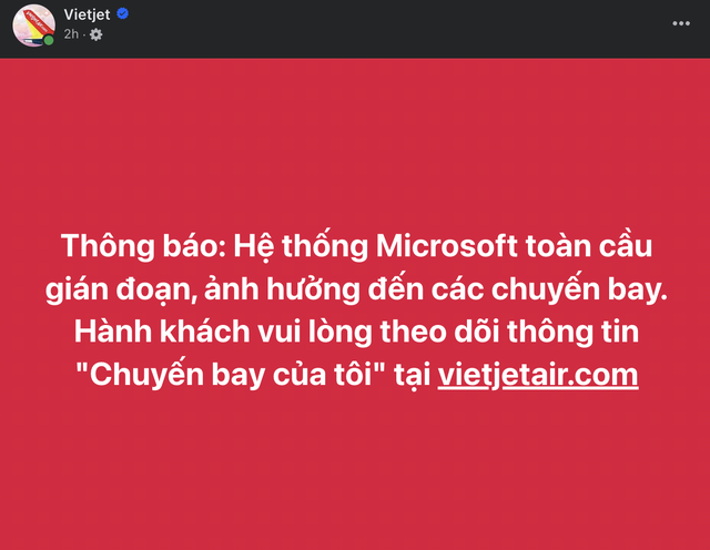 Vietjet Air bị ảnh hưởng bởi sự cố "màn hình xanh", hàng loạt chuyến bay bị delay
