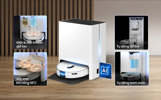 Robot hút bụi, lau nhà Samsung Bespoke JetBot mới: Tích hợp AI, giặt sấy, diệt khuẩn hơi nước 100°C, mua sớm tặng máy lọc không khí- Ảnh 2. Robot hút bụi, lau nhà Samsung Bespoke JetBot mới: Tích hợp AI, giặt sấy, diệt khuẩn hơi nước 100°C, mua sớm tặng máy lọc không khí- Ảnh 2.