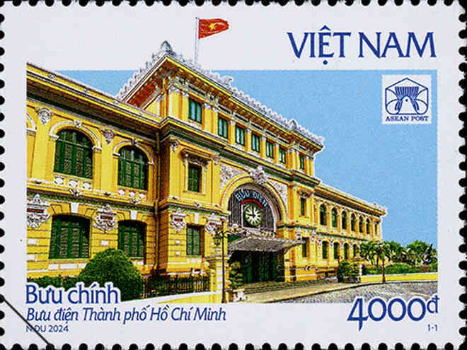 Tòa nhà Bưu điện TPHCM lên tem bưu chính phát hành chung ASEAN