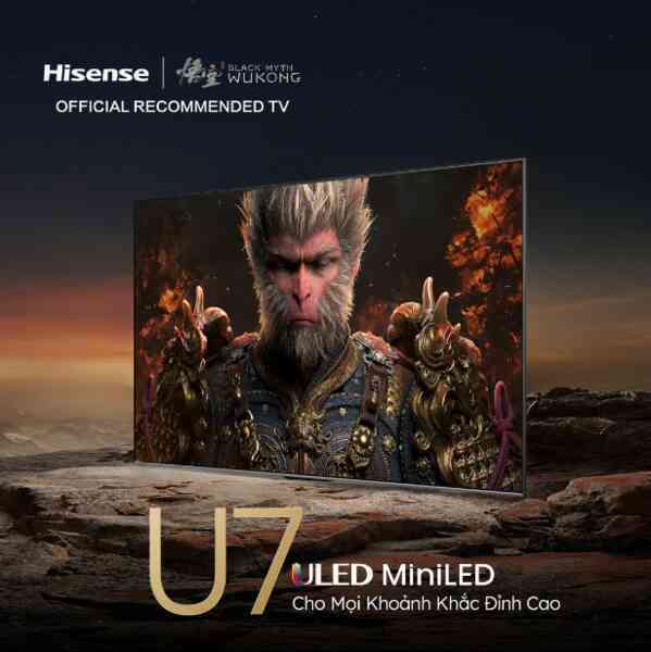 Hisense hợp tác với trò chơi điện tử Black Myth: Wukong mang đến trải nghiệm điện ảnh tuyệt đỉnh