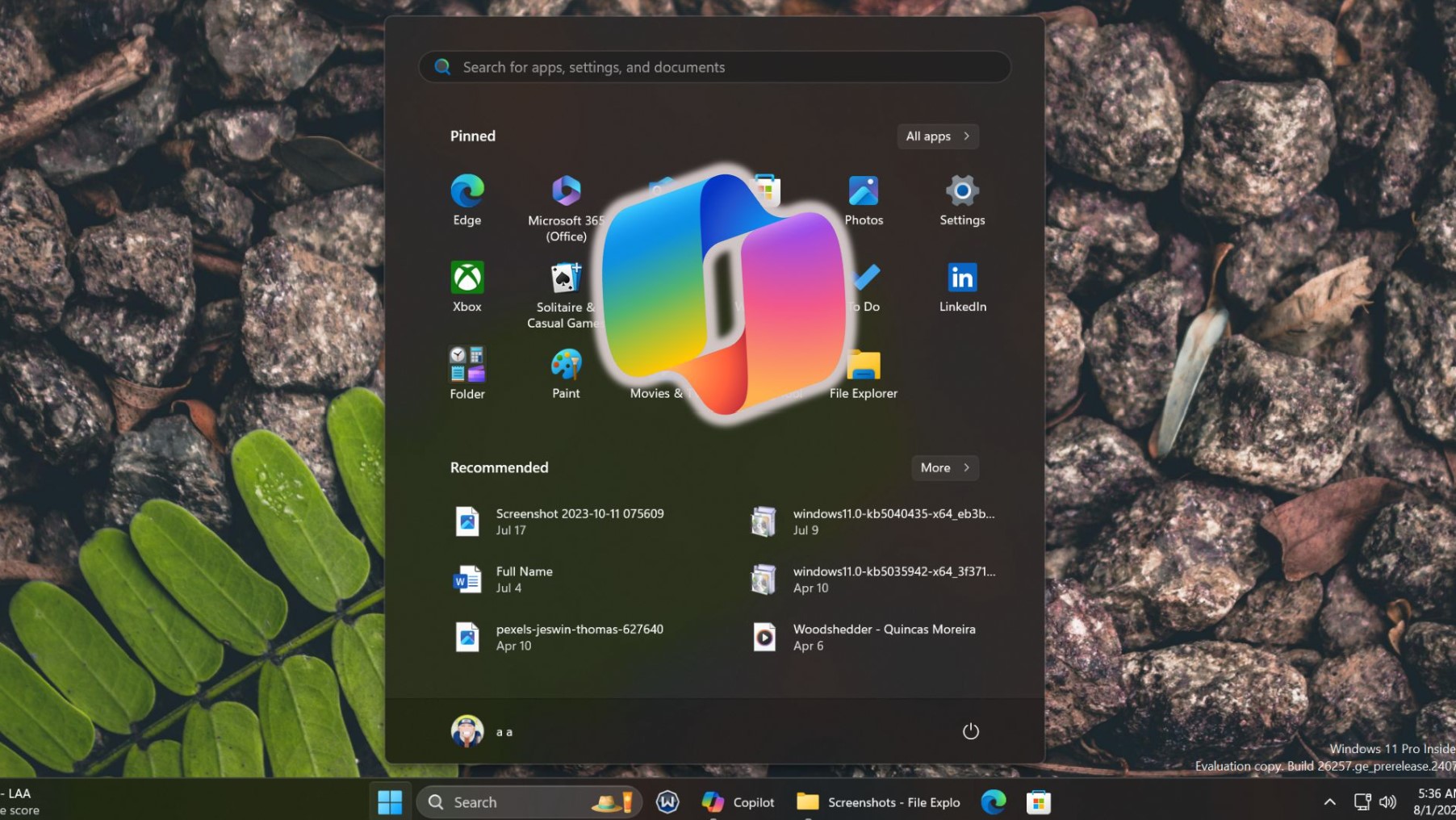 Microsoft nghĩ ra nơi mới để tích hợp Copilot, lần này là Start menu trên Windows 11
