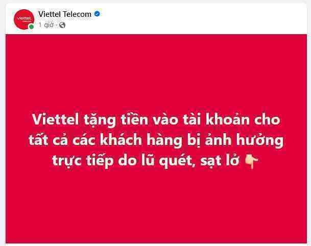 Viettel, Mobifone tặng tiền trực tiếp cho khách hàng vùng bị bão lũ, Vinaphone mở cửa điểm giao dịch đến 12h đêm