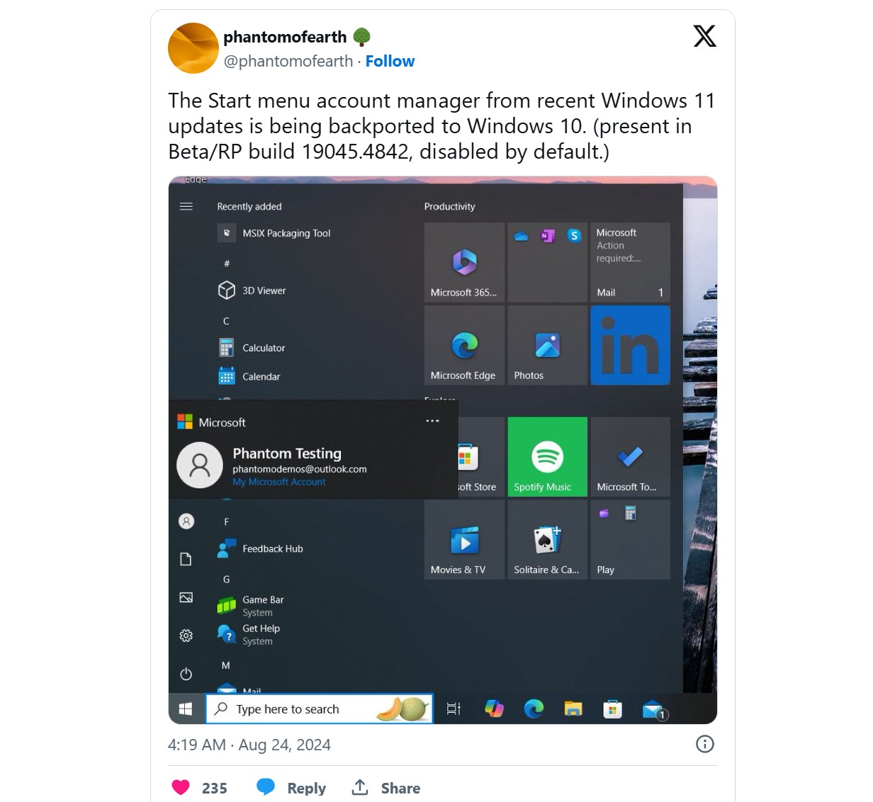 Microsoft cập nhật “tính năng” Windows 11 cho người dùng Windows 10: quảng cáo trong Start menu