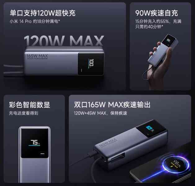Xiaomi ra mắt pin dự phòng 10.000mAh: Đầu ra "khủng" 165W, sạc vào 90W, tích hợp màn hình, giá hợp lý- Ảnh 2. Xiaomi ra mắt pin dự phòng 10.000mAh: Đầu ra "khủng" 165W, sạc vào 90W, tích hợp màn hình, giá hợp lý- Ảnh 2.