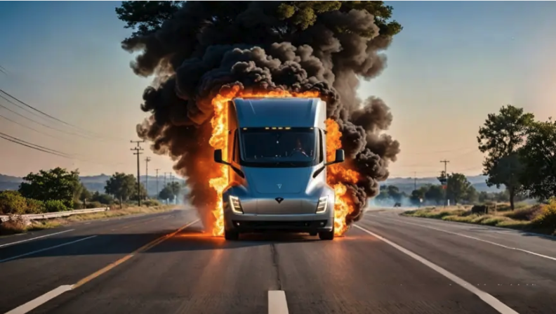 Vụ cháy đầu tiên của xe tải điện Tesla Semi: Cần 190.000 lít nước, 14 giờ để dập tắt!- Ảnh 2. Vụ cháy đầu tiên của xe tải điện Tesla Semi: Cần 190.000 lít nước, 14 giờ để dập tắt!- Ảnh 2.