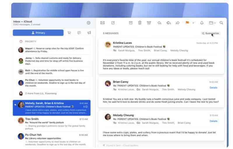 Ứng dụng Mail trên MacOS nhận nâng cấp tính năng AI