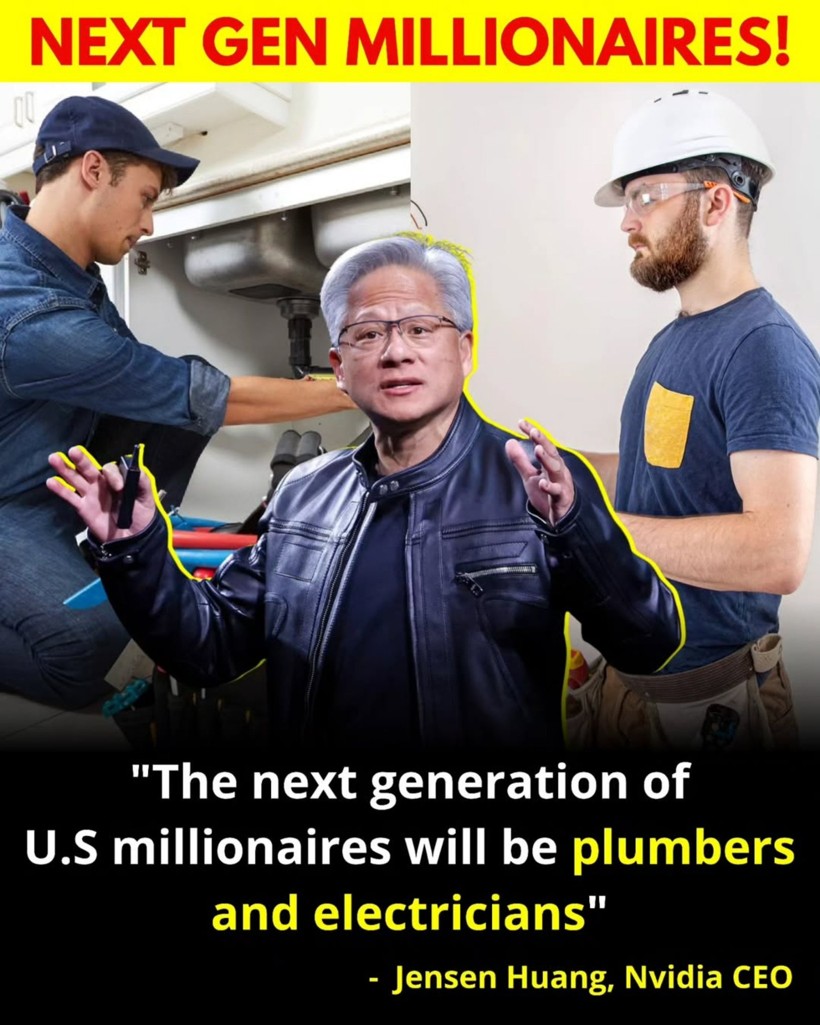 CEO NVIDIA: "Thế hệ triệu phú Mỹ tiếp theo sẽ là thợ điện với thợ sửa ống nước"