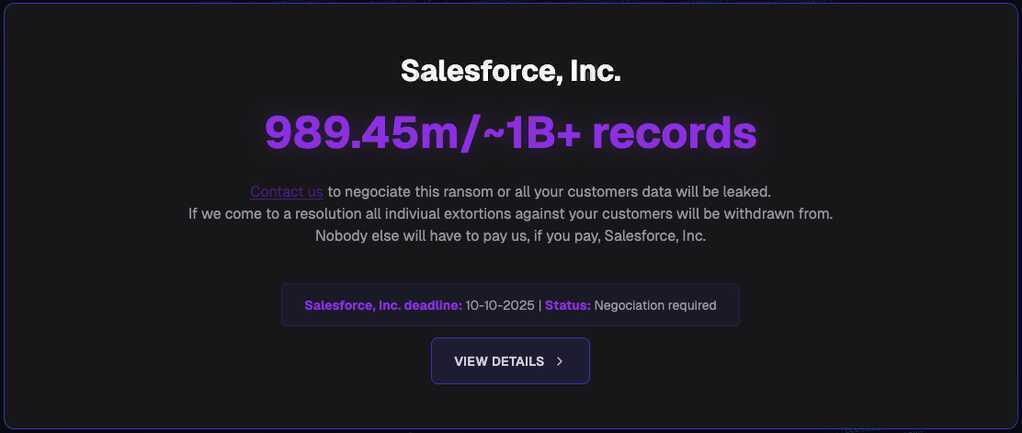 Gần 1 tỷ bản ghi bị đánh cắp, Salesforce vẫn 