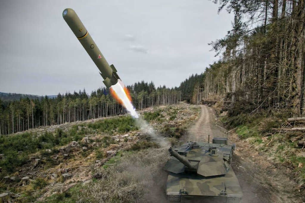 Siêu tên lửa Akeron giúp xe tăng NATO 'ẩn náu' bắn hạ T-72 Nga từ 5km bằng AI