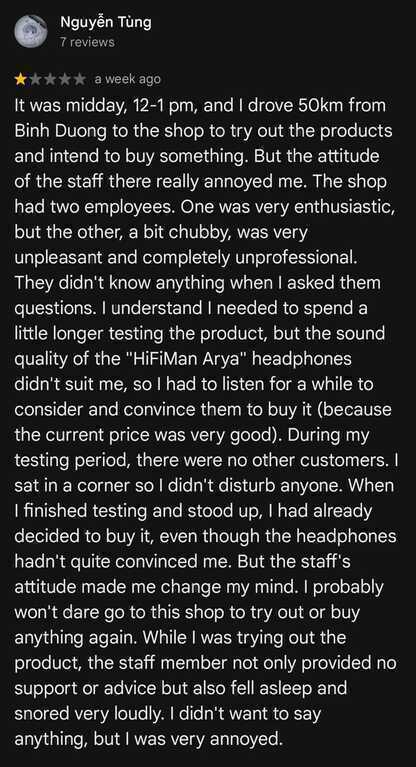 Drama gây bức xúc ngành âm thanh: Khách hàng đi thử tai nghe nhưng "bật max volume" như bật loa, về còn đánh giá cửa hàng 1 sao - Ảnh 2.