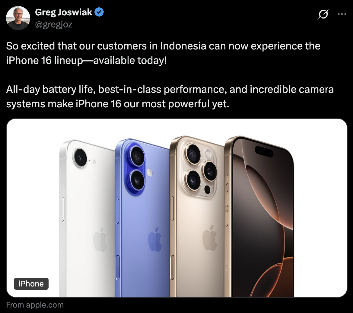 Sếp Apple mừng ra mặt khi được bán iPhone 16 tại quốc gia Đông Nam Á này