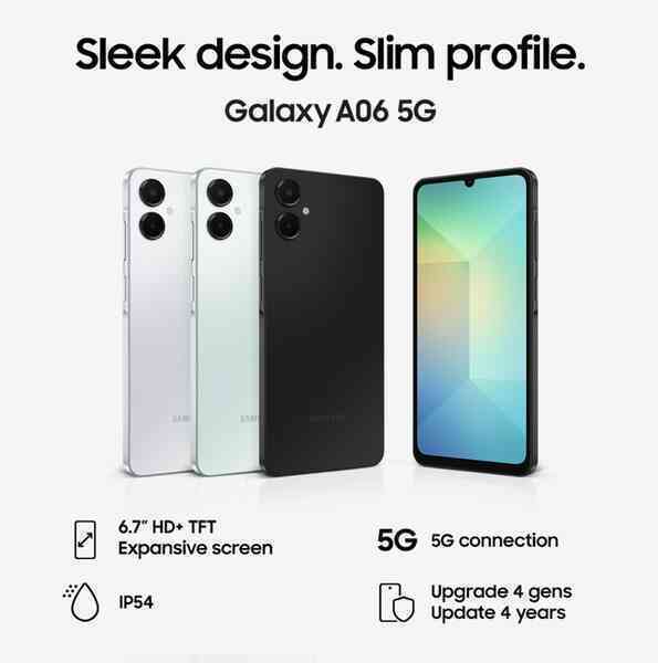 Ra mắt điện thoại phổ thông Samsung đầu tiên hỗ trợ 5G: Camera kép, Dimensity 6300, thiết kế đẹp, giá từ 3.49 triệu- Ảnh 2. Ra mắt điện thoại phổ thông Samsung đầu tiên hỗ trợ 5G: Camera kép, Dimensity 6300, thiết kế đẹp, giá từ 3.49 triệu- Ảnh 2.