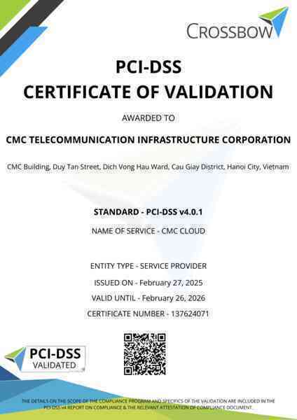 CMC Cloud đạt chuẩn bảo mật PCI DSS phiên bản mới nhất V4.0.1