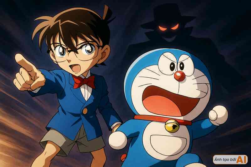 Cảnh tượng fan truyện tranh không bao giờ dám tưởng tượng: Khi Conan gặp Doraemon, họ sẽ là bộ đôi thay đổi mọi cuộc đời!