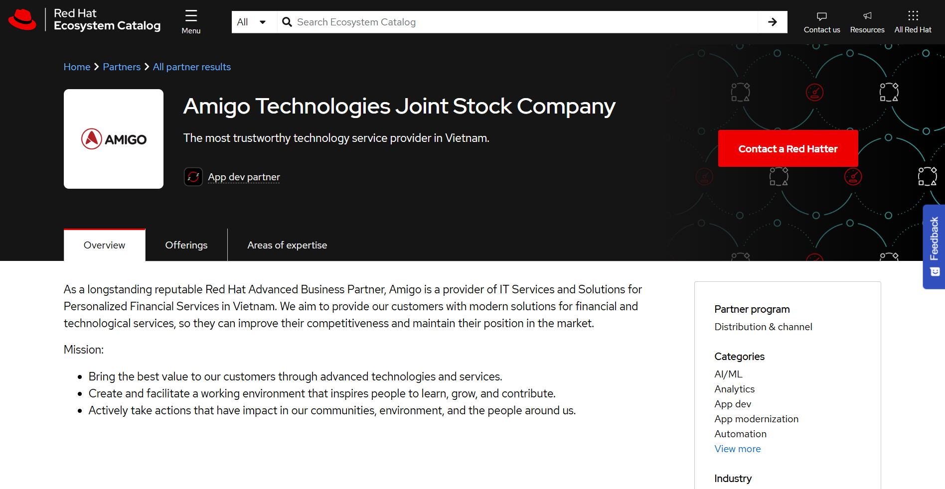 AMIGO đạt chứng nhận về năng lực triển khai Red Hat Openshift