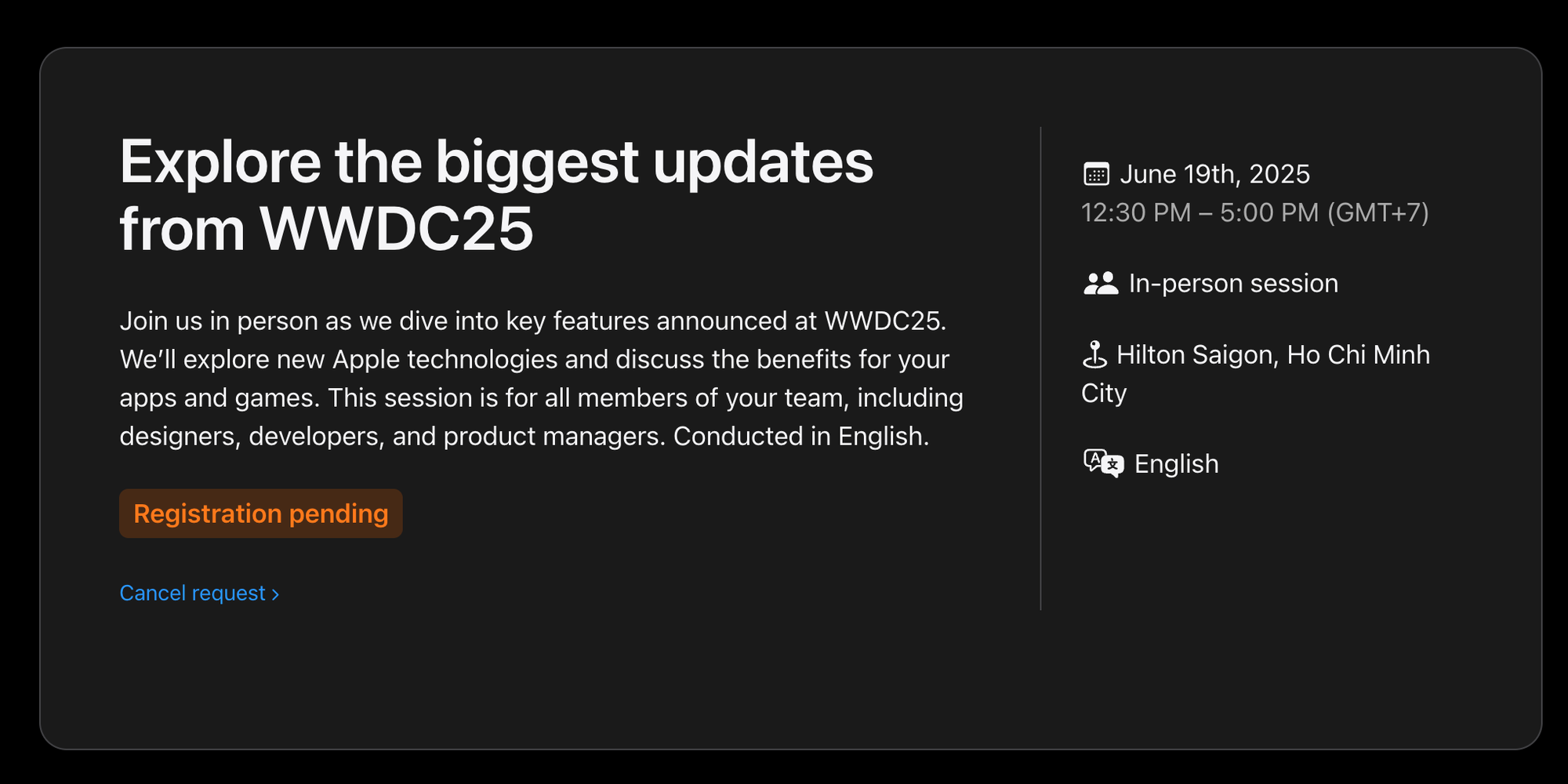 Apple lần đầu tổ chức sự kiện WWDC25 tại Việt Nam ngay trong tuần sau: Đăng ký tham dự tại đây- Ảnh 2. Apple lần đầu tổ chức sự kiện WWDC25 tại Việt Nam ngay trong tuần sau: Đăng ký tham dự tại đây- Ảnh 2.