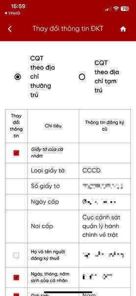 Cách cập nhật số CCCD thành mã số thuế trên eTaxMobile- Ảnh 3. Cách cập nhật số CCCD thành mã số thuế trên eTaxMobile- Ảnh 3.