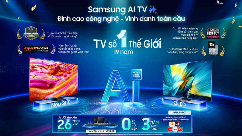 Loạt giải thưởng uy tín bảo chứng chất lượng cho Samsung AI TV 2025