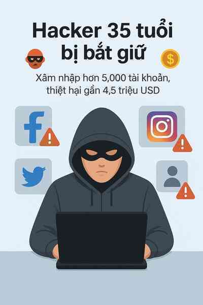 Bắt giữ hacker xâm nhập 5.000 tài khoản trong 7 năm để thu lợi 4,5 triệu USD tiền ảo