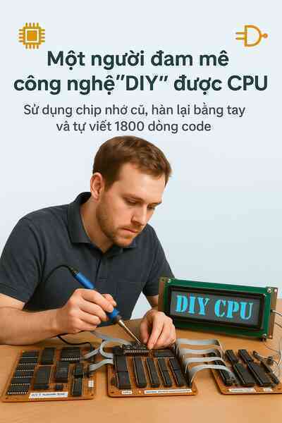 Đỉnh cao DIY: Người đàn ông tự làm CPU bằng chip nhớ cũ, hàn mọi thứ bằng tay và viết 1800 dòng code để nó hoạt động- Ảnh 1. Đỉnh cao DIY: Người đàn ông tự làm CPU bằng chip nhớ cũ, hàn mọi thứ bằng tay và viết 1800 dòng code để nó hoạt động- Ảnh 1.