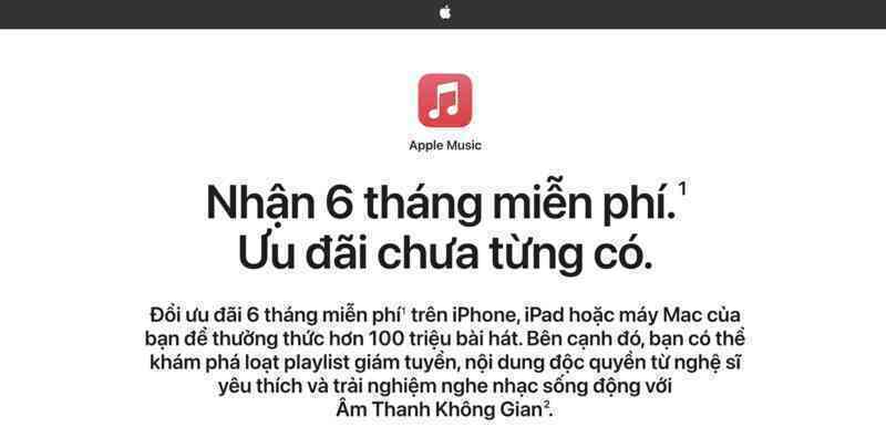 Apple bất ngờ tặng 6 tháng Apple Music miễn phí cho người dùng Việt