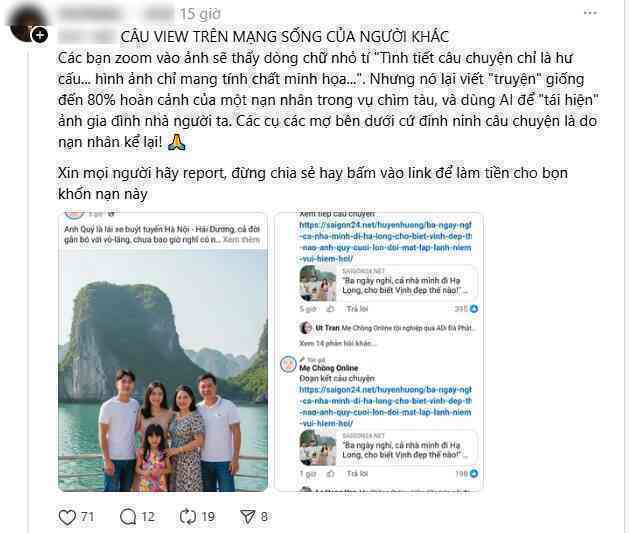 Phẫn nộ chiêu trò dùng AI bịa chuyện thương tâm, tạo ảnh giả mạo để câu tương tác từ vụ lật tàu ở Hạ Long- Ảnh 4. Phẫn nộ chiêu trò dùng AI bịa chuyện thương tâm, tạo ảnh giả mạo để câu tương tác từ vụ lật tàu ở Hạ Long- Ảnh 4.